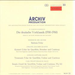 DER GROSSE   QUANTZ   GRAUN   BACH Sinfonia D-dur / Konzert G-dur / Triosonate / Sonata Wq 145 Виниловая пластинка 